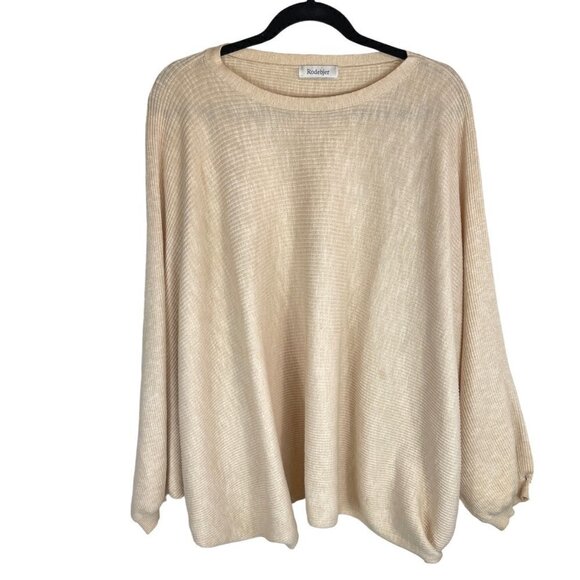 Rodebjer Dalia Ribbed Dolman Sleeve Pullover Sweater Ecru Size M - Picture 2 of 10